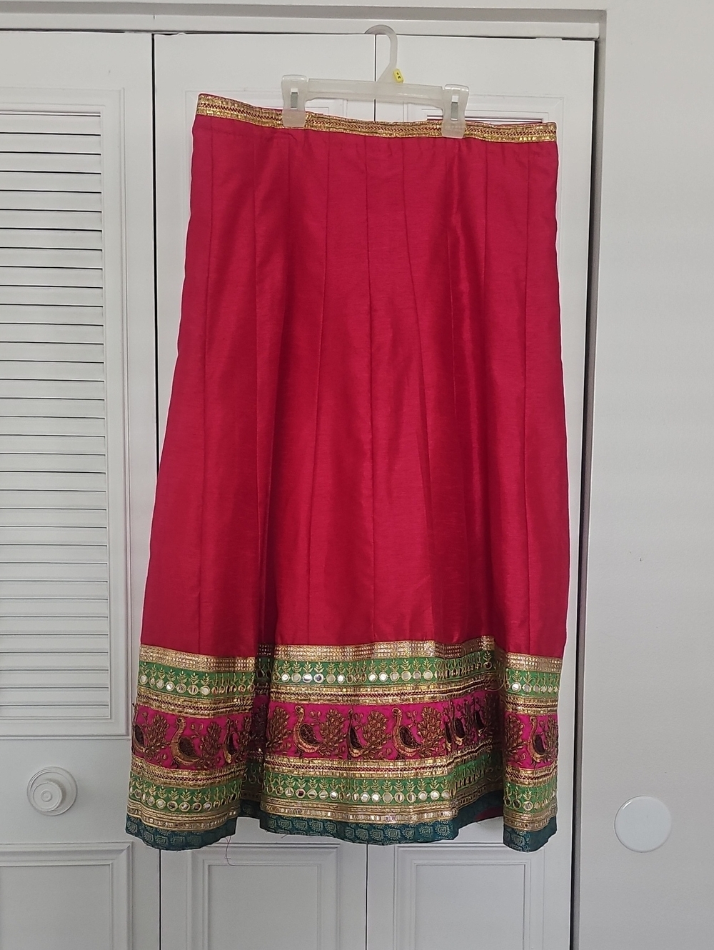 Traditional Pink Embellished A-Line Skirt